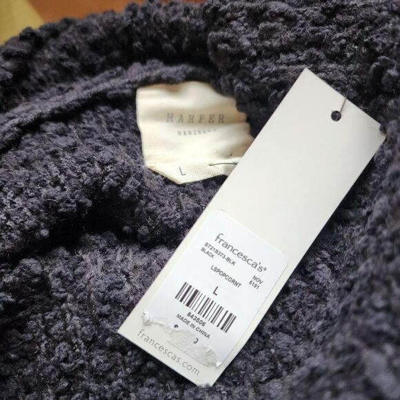 Harper black popcorn sweater sz L - Picture 3 of 3
